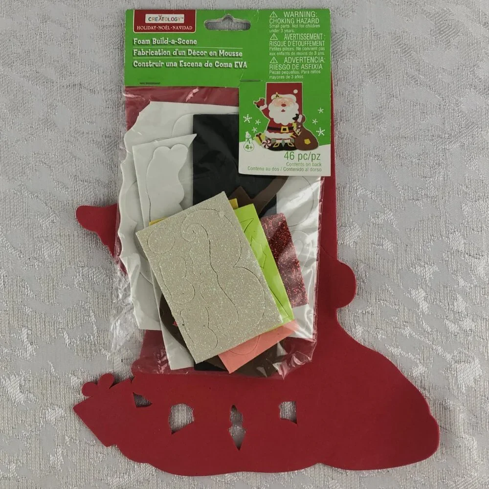 Bucilla Let It Snow Cross Stitch Ornament Kit & Creatology Santa Foam Craft NWT